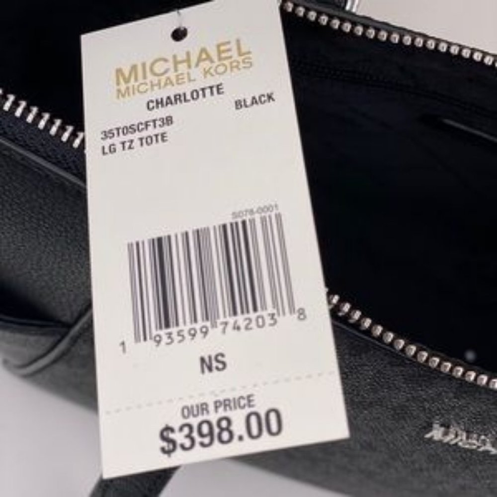 Michael Kors Charlotte Tote Shoulder Bag Black - Picture 12 of 12